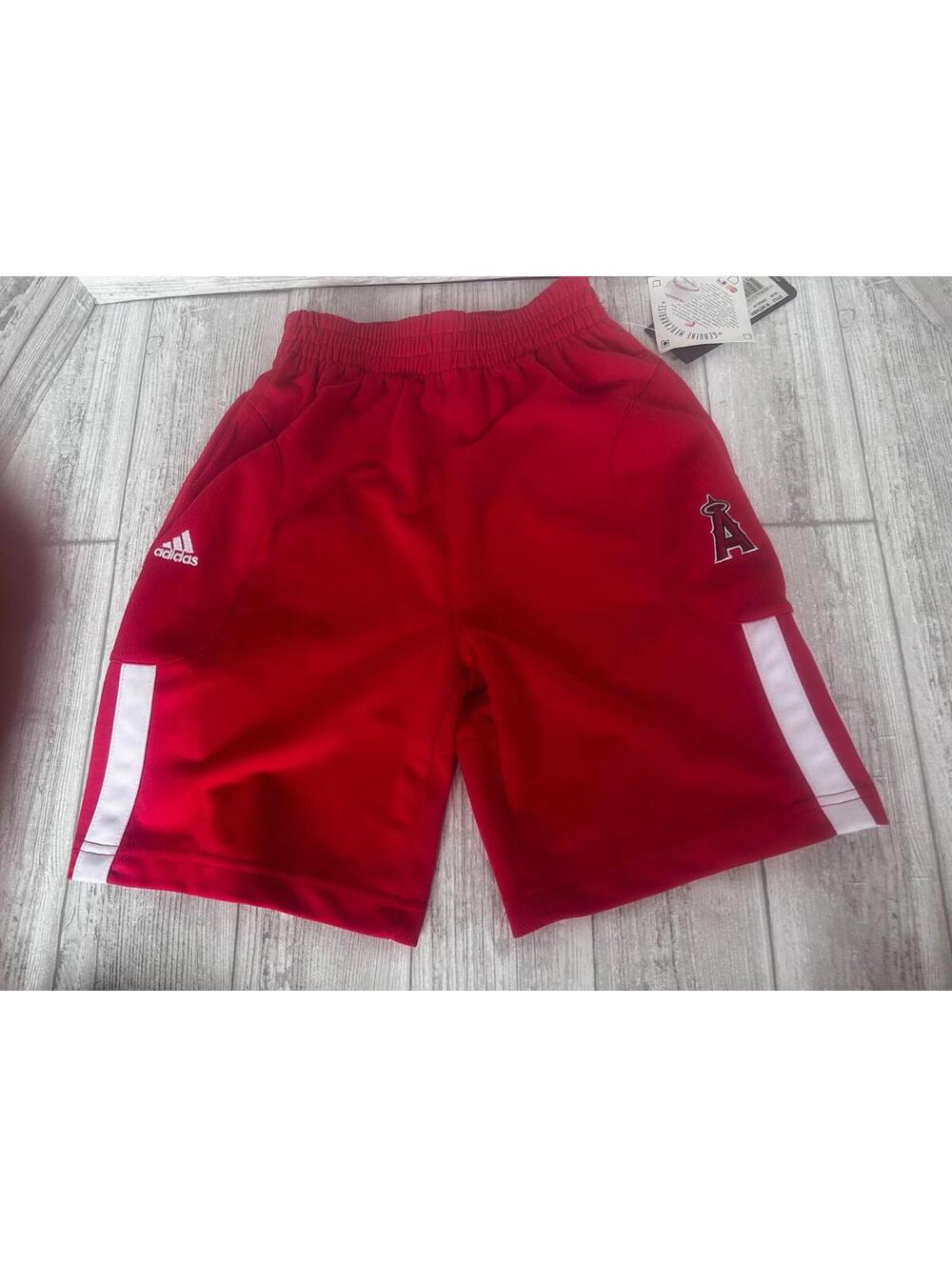 Adidas LA Angels Youth Large (7) Home Run Shorts MLB Genuine Merchandise-NWT